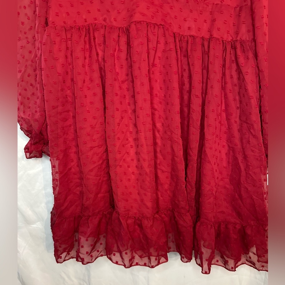 SHEIN Curve Women’s Red V-Neck Long Sleeve Dress size 2XL - Picture 4 of 11